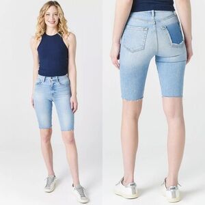 FRAME Denim Le Vintage Bermuda Raw Edge Jean Shorts in Blue Size 23 NWT $195